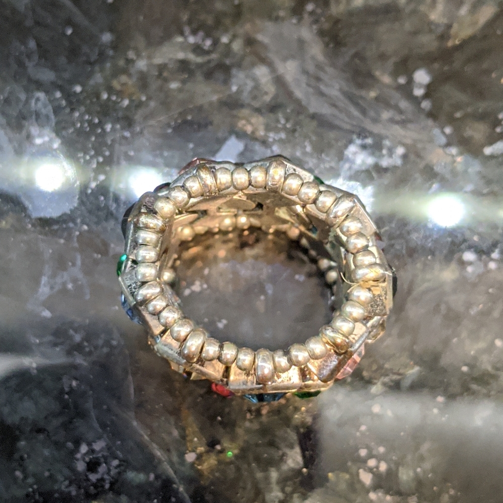 Stretch Multi-color Crystal Ring - Picture 3 of 7